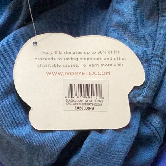 IVORY ELLA NWT T SHIRT HOODIE LAKE OMBRÉ TIE DYE OVERSIZED SMALL - Picture 6 of 6